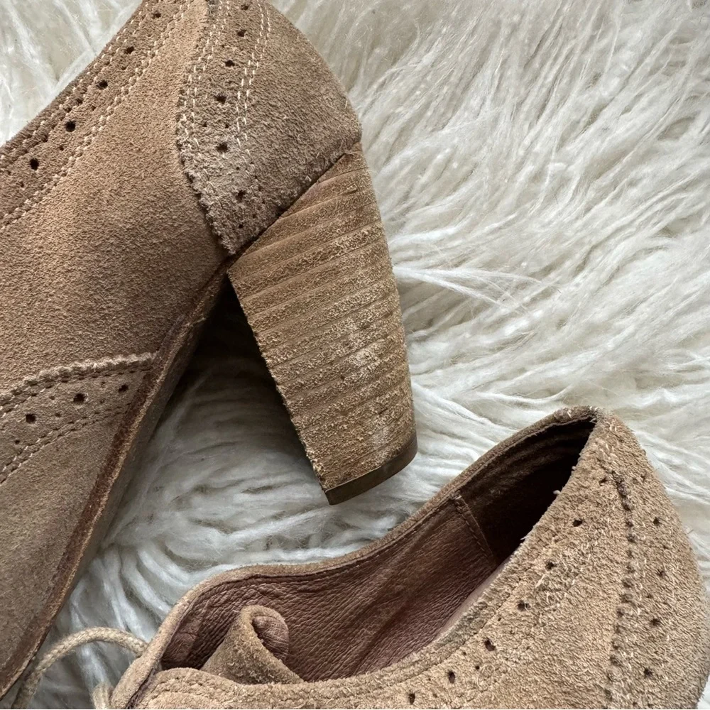 ALLSAINTS SPITAFIELDS Heeled Oxford Wingtip Suede Lace Up • size 38 (7.5) - Picture 16 of 16